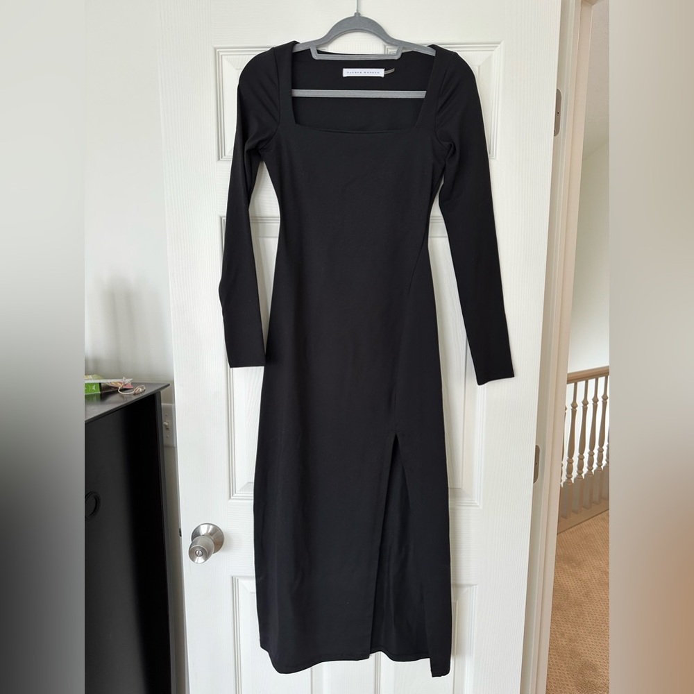 Susana Monaco square neck slit dress black XS